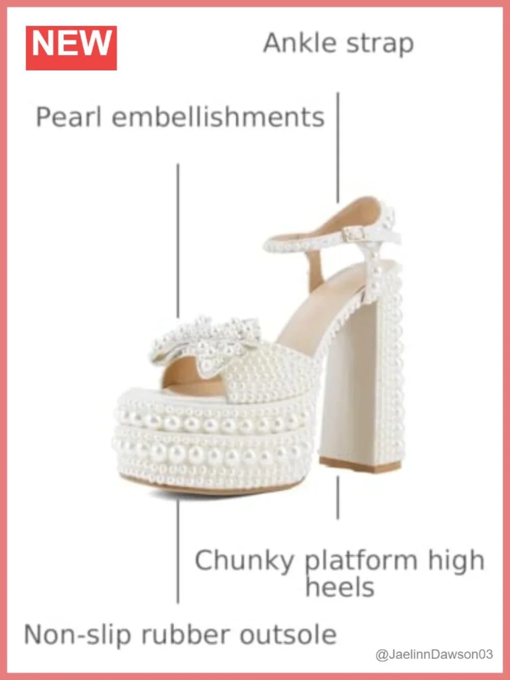 Pearl Chunky Platform Heeled Sandals Women Round Toe Ankle Strap Bridal Evening